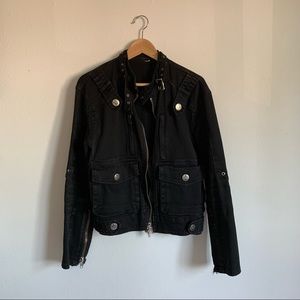 Black Denim Lip Service Goth Jacket Small